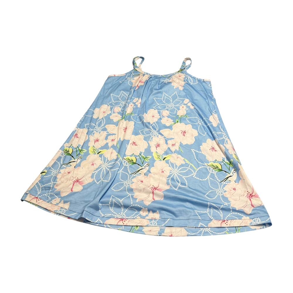 Aviier Blue Floral Swing Dress Spaghetti Strap Size L NWT